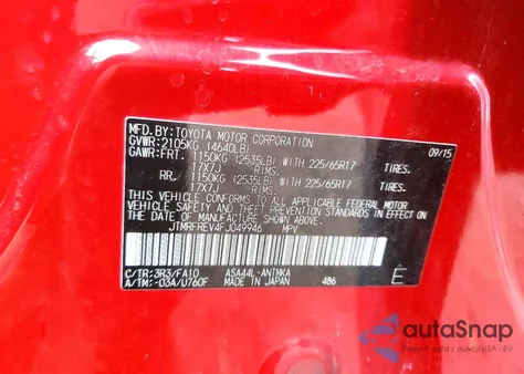 2015 Toyota Rav4 Xle from USA, damaged, VIN JTMRFREV4FJ049946